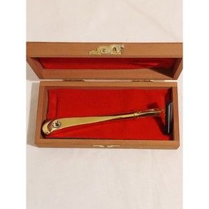 Barbershop Old Fashion Luxury Gold Metal 5 Razor In Wooden Box Vintage Franklin